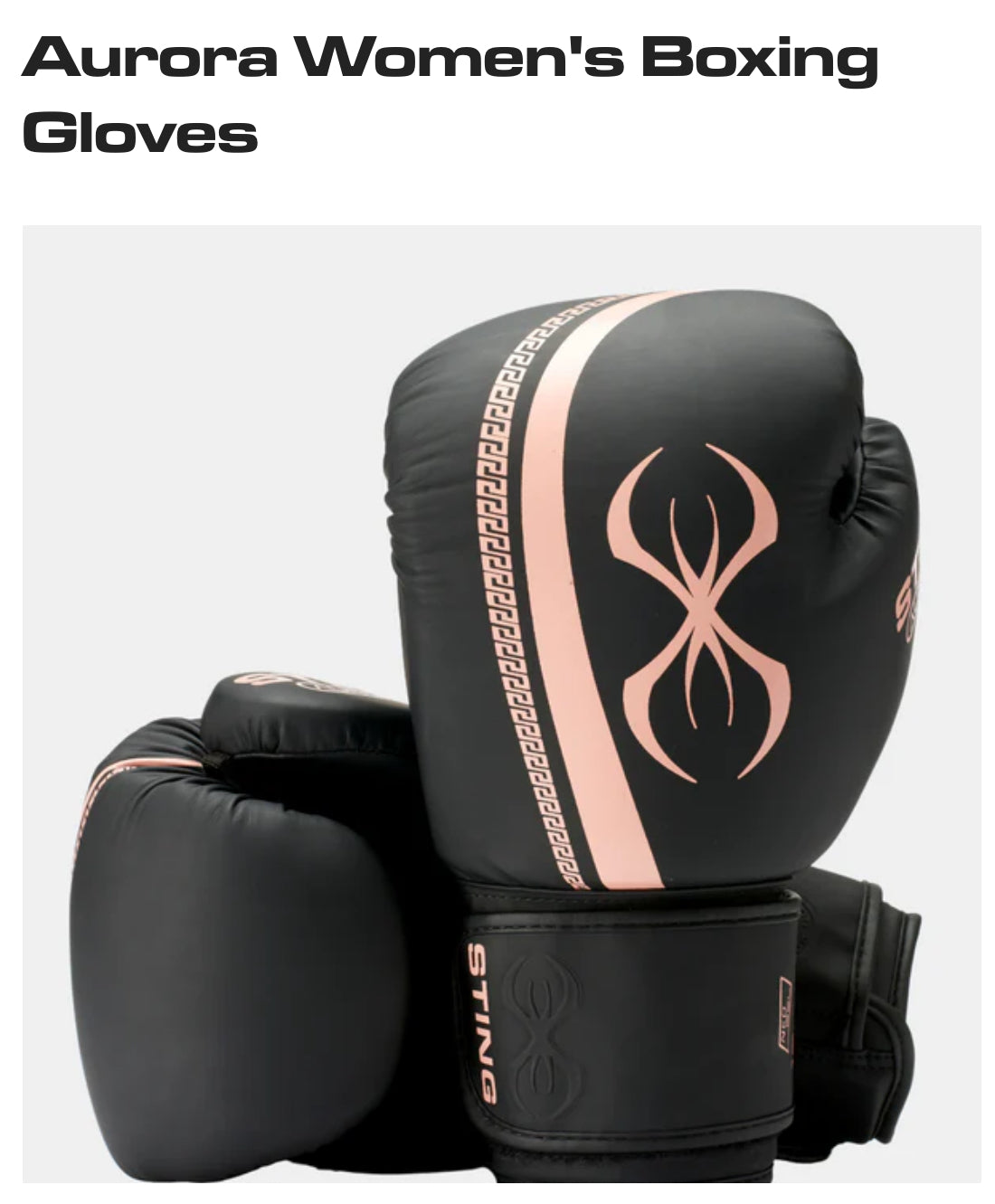 STING AURORA WOMENS BOXING GLOVES - Black and Peach