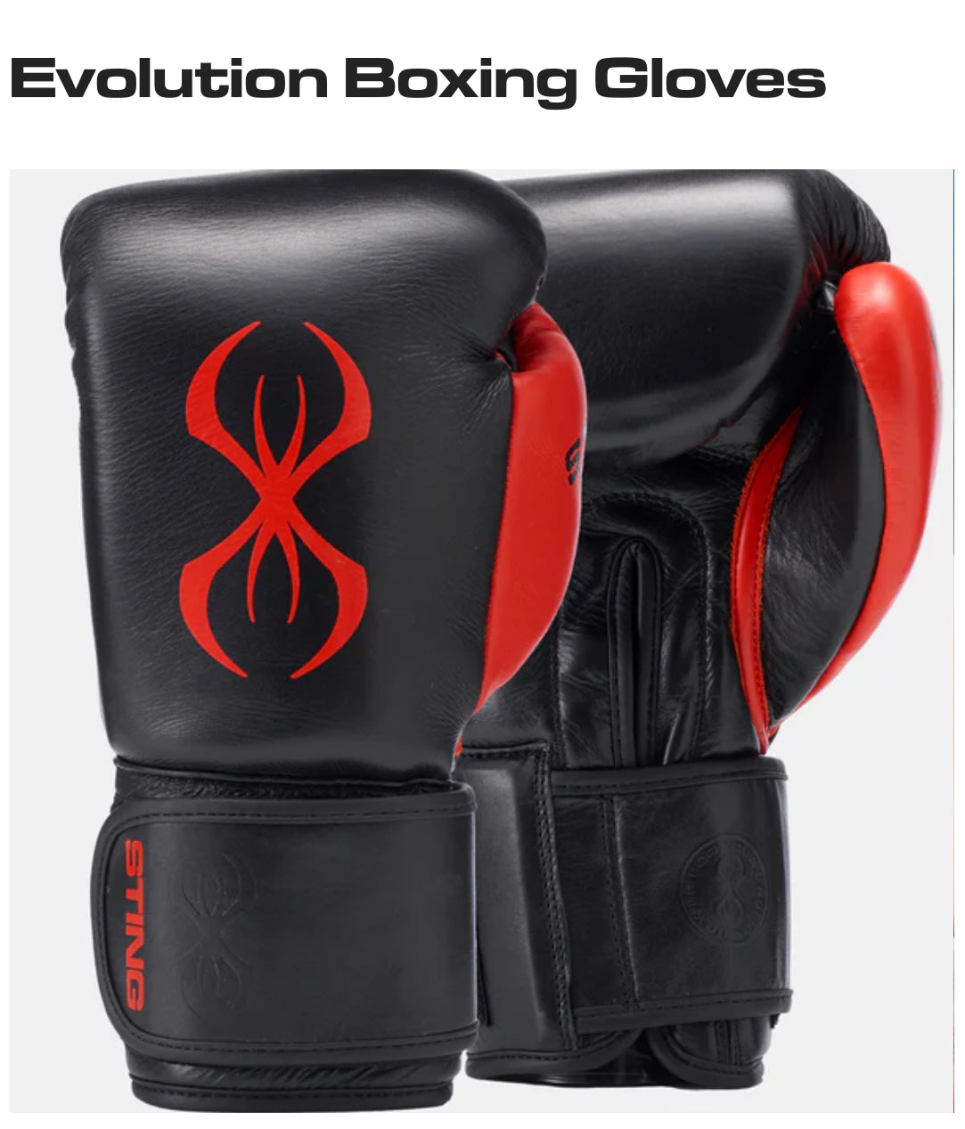 STING EVOLUTION BOXING GLOVES VELCRO - Black and Red