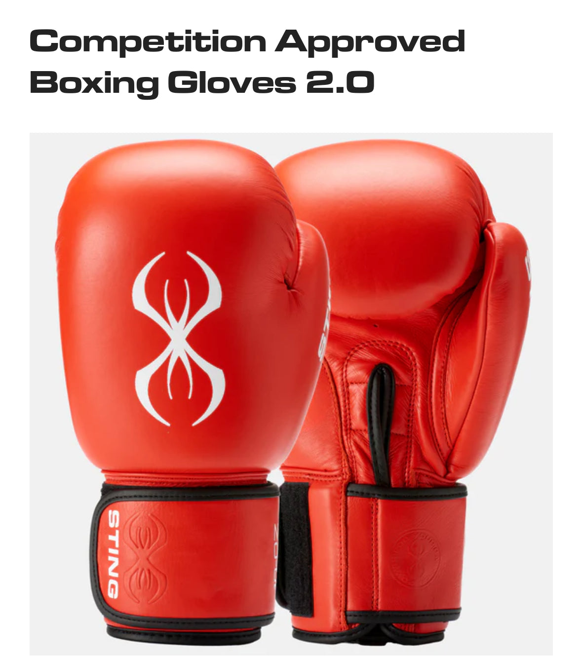 STING COMPETITION LEATHER BOXING GLOVES 10oz - RED